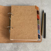 A5 Portrait Recycled Leather Ring Binder inside with Plastic sleeves and dividers D ring