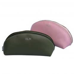 Leather Cosmetic Bag with Initials