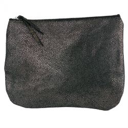 Ice Quartz Flat Leather Make Up Bag
