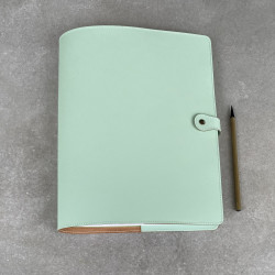 Recycled Leather Cover for A4 Spiral Notebook with Tab Fastener