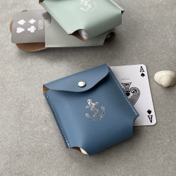 Playing Cards in a Recycled Leather Case With Anchor Icon