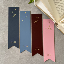 Personalised Star Sign / Constellation Recycled Leather Bookmark