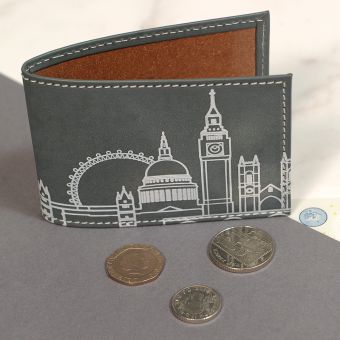 London Skyline Recycled Leather Travel Card Holder