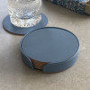 Set of 6 Recycled Leather Coasters And Holder