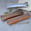 Recycled Leather Zipped Pen Case