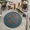 Set of 6 Leather Circular Place Mat With Dried Floral Design