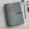 Recycled Leather Cover for B5 Notebook With Frame and Buckle Fastening