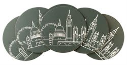 London Skyline Leather Coaster