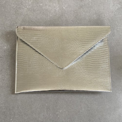 Super Shiny Silver Lizard Print Metallic  Leather Silk Padded Leather Envelope - For iPad/iPad Air/iPad Pro 11