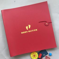 Jumbo Recycled Leather Photo Album With Baby Feet