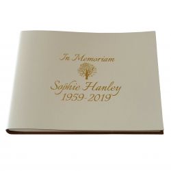 Recycled Leather Book of Condolence with Bespoke Italic Lettering