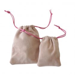 Duo of Rose Pink Suede Jewellery Pouches