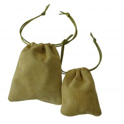 Duo of Pale Lemon Suede Jewellery Pouches
