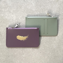 Feather Recycled Leather Coin /Card Purse