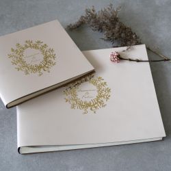 Recycled Leather Photo Album Featuring Personalised Wreath