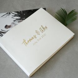 Recycled Leather Photo Album with Personalised Cursive Handwriting