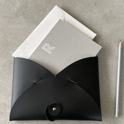 Recycled Leather Envelope with Initialled Notecards and Envelopes