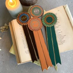 Rosette Leather Bookmark with Initials