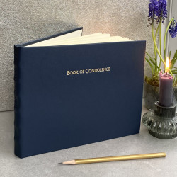 Recycled Leather Hardback Condolence Book - Option to Personalise