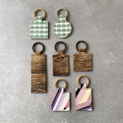 Printed Recycled Leather Key Rings