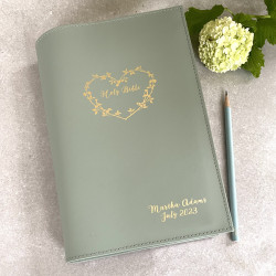 Personalised Recycled Leather Bible Cover With Heart