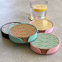 Set of recycled leather coaster