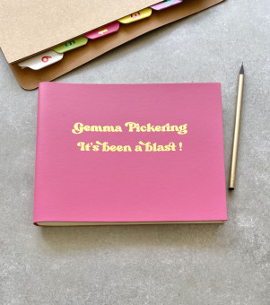 Recycled Leather Leaving Book with Retro Personalised Font