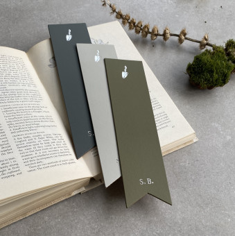Initialled Recycled Leather Bookmarks with a Trowel Icon