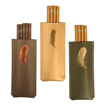 Feather Recycled Leather pencil Pouch