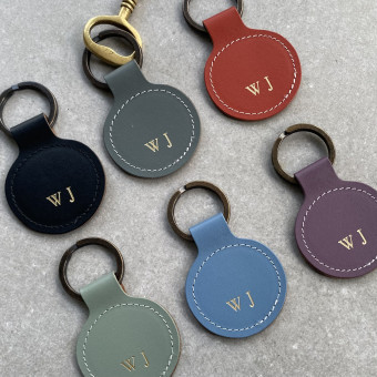 round leather key ring in colours