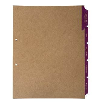 A4 Dividers with Personalised (5) Leather Tabs