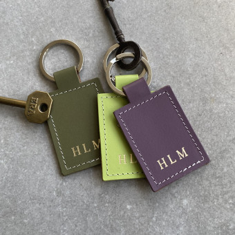 Personalised Recycled Leather Rectangular Key Ring