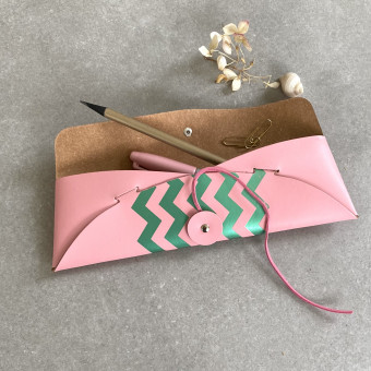 Recycled Leather Chevron Pencil case