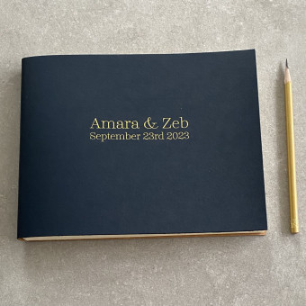 Recycled Leather Guest Book with Fine Classic Font