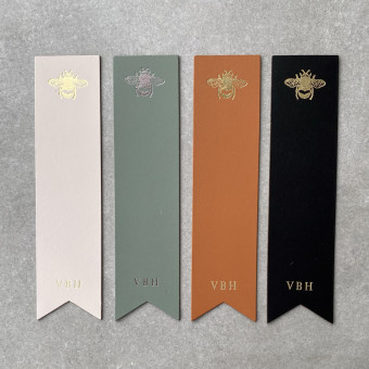 Initialled Recycled Leather Bookmarks with a Bee Icon