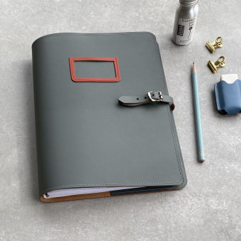 Recycled Leather Cover for B5 Notebook With Frame and Buckle Fastening by undercover