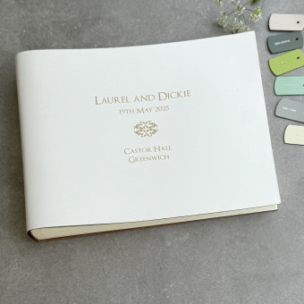 Personalised Photo Album Recycled Leather Album with Decorative Motif