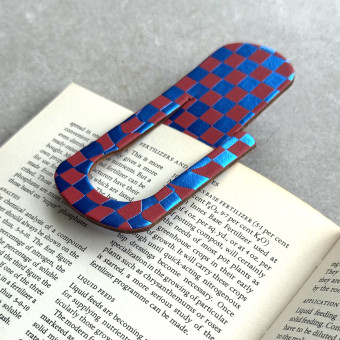 Checkerboard Paperclip Recycled Leather Bookmark