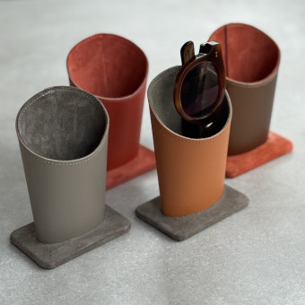 Keep Your Glasses Close  Handmade Recycled Leather Glasses Case & Stand, Suede Lined with Personalisation Option