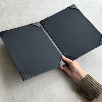 A4 Leather Menu Folder with Double 4-Corner Panels