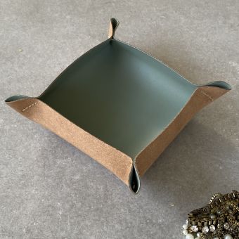 Recycled Leather Square Tray Tidy