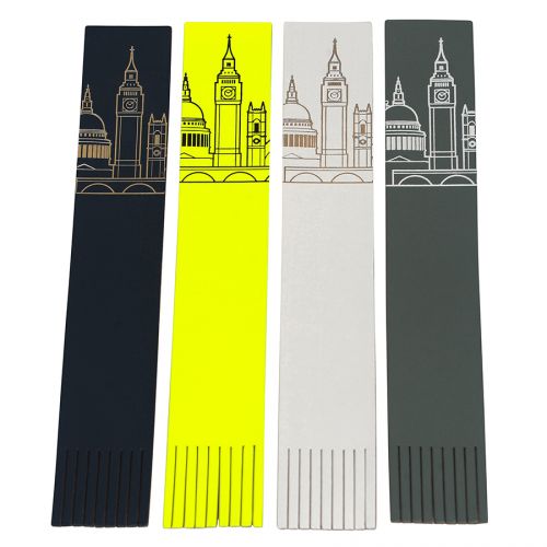 London Skyline Recycled Leather Bookmark: Fluoro Pink/Black Image