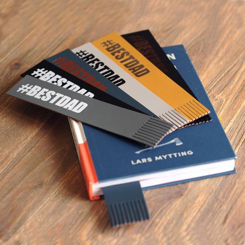 Recycled Leather Bookmark #BESTDAD: Black