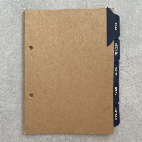 A5 Dividers with Personalised (5) Leather Tabs: Berry Sorbet